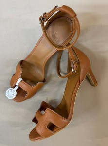 КОЖАНЫЕ БОСОНОЖКИ HERMES JOY 70 КОРИЧНЕВЫЕ