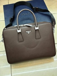 Saffiano Leather Briefcase Prada