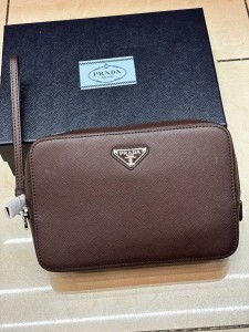 Saffiano Leather Clutch Prada