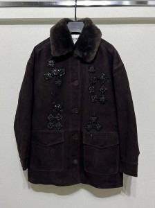 Замшевая куртка с меховым воротом Miu MIu