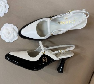 КОЖАНЫЕ ТУФЛИ CHANEL БЕЛЫЕ С ЧЕРНЫМ