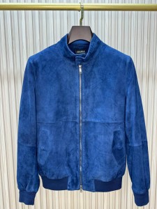 Мужская замшевая куртка Zegna синяя