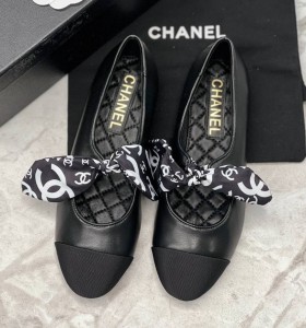КОЖАНЫЕ БАЛЕТКИ CHANEL MARY JANES ЧЕРНЫЕ С БАНТОМ