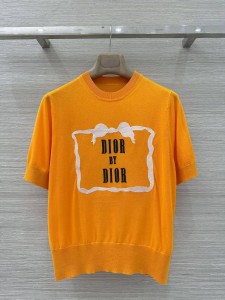 ЖЕНСКАЯ ТРИКОТАЖНАЯ ФУТБОЛКА CHRISTIAN DIOR ОРАНЖЕВЫЙ