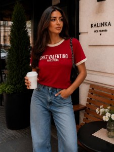 ЖЕНСКАЯ ФУТБОЛКА VALENTINO КРАСНАЯ