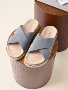 МУЖСКИЕ ШЛЕПАНЦЫ BRUNELLO CUCINELLI СЕРЫЕ
