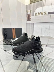 МУЖСКИЕ ТЕКСТИЛЬНЫЕ КРОССОВКИ ZEGNA  ЧЕРНЫЕ