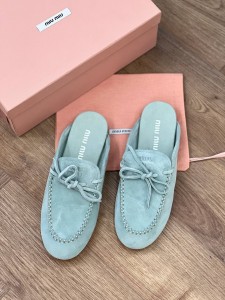 ЖЕНСКИЕ ЗАМШЕВЫЕ МЮЛИ MIU MIU МЯТНЫЕ