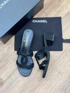 ЖЕНСКИЕ ЗАМШЕВЫЕ БОСОНОЖКИ CHANEL  ЧЕРНЫЕ