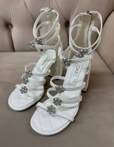 ЖЕНСКИЕ КОЖАНЫЕ БОСОНОЖКИ CHANEL БЕЛЫЕ НА ВЫСОКОМ КАБЛУКЕ