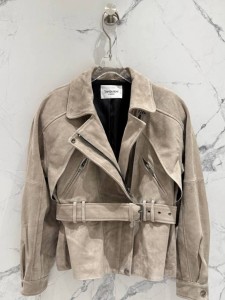 ЖЕНСКАЯ ЗАМШЕВАЯ КУРТКА SAINT LAURENT БЕЖЕВАЯ