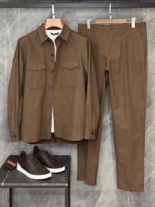 МУЖСКОЙ ЛЬНЯНОЙ КОСТЮМ ZEGNA КОРИЧНЕВЫЙ