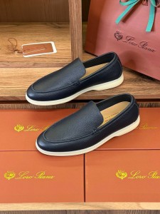 МУЖСКИЕ КОЖАНЫЕ ЛОФЕРЫ LORO PIANA СИНИЕ
