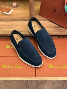 МУЖСКИЕ ЗАМШЕВЫЕ ЛОФЕРЫ LORO PIANA ТЕМНО-СИНИЕ
