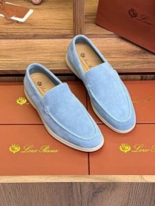 МУЖСКИЕ ЗАМШЕВЫЕ ЛОФЕРЫ LORO PIANA ГОЛУБЫЕ