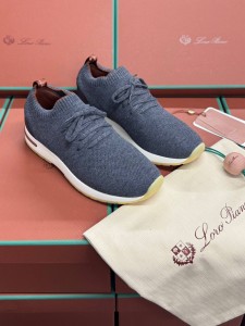 МУЖСКИЕ ТЕКСТИЛЬНЫЕ КРОССОВКИ LORO PIANA СЕРЫЕ