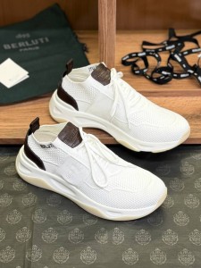МУЖСКИЕ ТЕКСТИЛЬНЫЕ  КРОССОВКИ BERLUTI БЕЛЫЕ