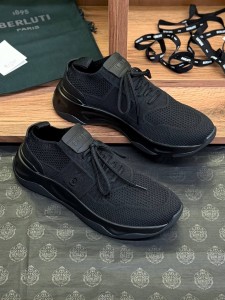 МУЖСКИЕ ТЕКСТИЛЬНЫЕ  КРОССОВКИ BERLUTI ЧЕРНЫЕ