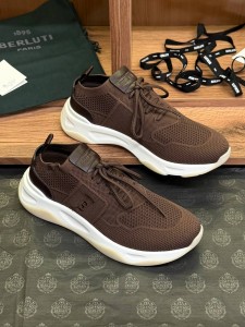 МУЖСКИЕ ТЕКСТИЛЬНЫЕ  КРОССОВКИ BERLUTI ШОКОЛАДНЫЕ