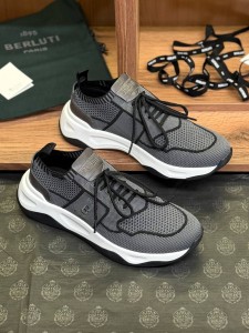 МУЖСКИЕ ТЕКСТИЛЬНЫЕ  КРОССОВКИ BERLUTI СЕРЫЕ