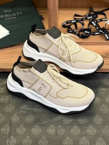 МУЖСКИЕ ТЕКСТИЛЬНЫЕ  КРОССОВКИ BERLUTI МОЛОЧНЫЕ