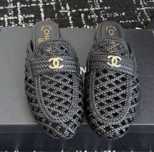 ЖЕНСКИЕ МЮЛИ ИЗ ТЕКСТИЛЯ CHANEL ЧЕРНЫЕ