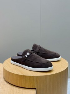 МУЖСКИЕ ЗАМШЕВЫЕ МЮЛИ HERMES ШОКОЛАДНЫЕ