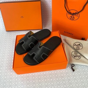 МУЖСКИЕ ШЛЕПАНЦЫ HERMES ЧЕРНЫЕ