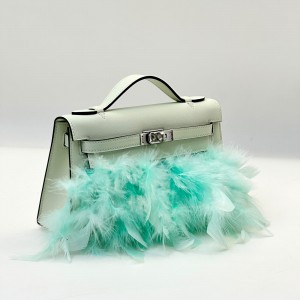 ЖЕНСКАЯ СУМКА HERMES POCHETTE  ФИСТАШКОВАЯ