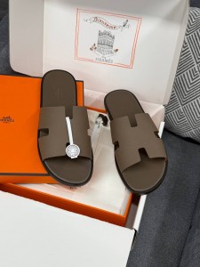МУЖСКИЕ ШЛЕПАНЦЫ HERMES БЕЖЕВЫЕ