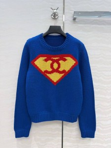 ЖЕНСКИЙ СВИТЕР CHANEL&SUPERMAN СИНИЙ