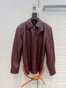 ЖЕНСКАЯ КОЖАНАЯ КУРТКА SAINT LAURENT БОРДОВАЯ