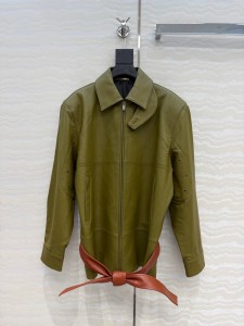 ЖЕНСКАЯ КОЖАНАЯ КУРТКА SAINT LAURENT ЗЕЛЕНАЯ