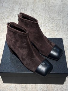ЖЕНСКИЕ ЗАМШЕВЫЕ БОТИНКИ CHANEL ШОКОЛАДНЫЕ