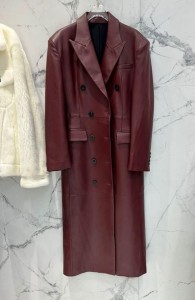 ЖЕНСКИЙ КОЖАНЫЙ ТРЕНЧ SAINT LAURENT БОРДОВЫЙ