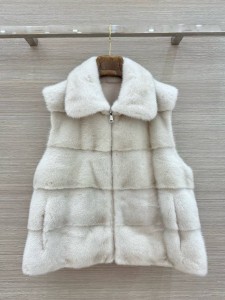 ЖЕНСКАЯ НОРКОВАЯ ЖИЛЕТКА LORO PIANA БЕЛАЯ
