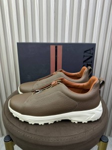 МУЖСКИЕ КОЖАНЫЕ КРОССОВКИ ZEGNA КОРИЧНЕВЫЕ