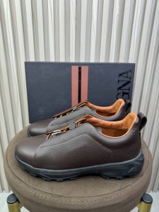 МУЖСКИЕ КОЖАНЫЕ КРОССОВКИ ZEGNA ШОКОЛАДНЫЕ