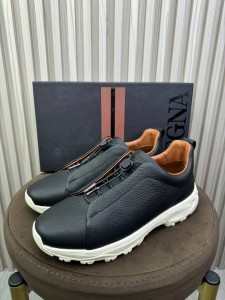МУЖСКИЕ КОЖАНЫЕ КРОССОВКИ ZEGNA ЧЕРНЫЕ