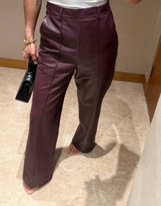 ЖЕНСКИЕ КОЖАНЫЕ ШТАНЫ HERMES БОРДОВЫЕ
