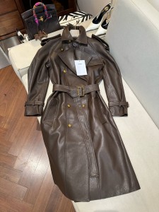 ЖЕНСКИЙ КОЖАНЫЙ ТРЕНЧ CHANEL ШОКОЛАДНЫЙ