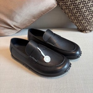 МУЖСКИЕ КОЖАНЫЕ ЛОФЕРЫ HERMES ЧЕРНЫЕ