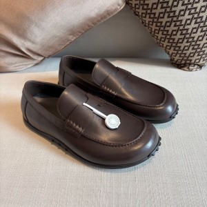 МУЖСКИЕ КОЖАНЫЕ ЛОФЕРЫ HERMES ШОКОЛАДНЫЕ