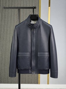 МУЖСКАЯ КОЖАНАЯ КУРТКА LORO PIANA СИНЯЯ