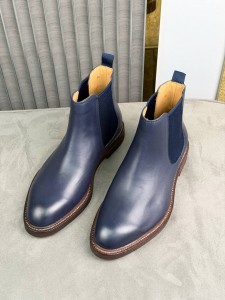 МУЖСКИЕ КОЖАНЫЕ ЧЕЛСИ BRUNELLO CUCINELLI СИНИЕ