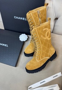 ЖЕНСКИЕ ЗАМШЕВЫЕ БОТИНКИ CHANEL КОРИЧНЕВЫЕ