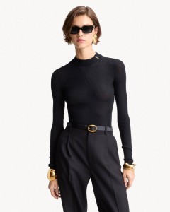 ЖЕНСКИЙ ЛОНГСЛИВ SAINT LAURENT ЧЕРНЫЙ