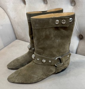 ЗАМШЕВЫЕ БОТИЛЬОНЫ ISABEL MARANT ОЛИВКОВЫЕ