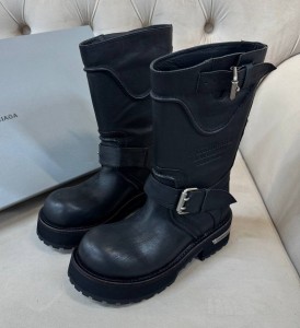 ЖЕНСКИЕ КОЖАНЫЕ БОТИНКИ BALENCIAGA VENOM ЧЕРНЫЕ