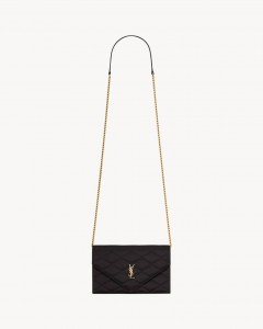 ЖЕНСКАЯ КОЖАНАЯ СУМКА КЛАТЧ SAINT LAURENT ЧЕРНАЯ